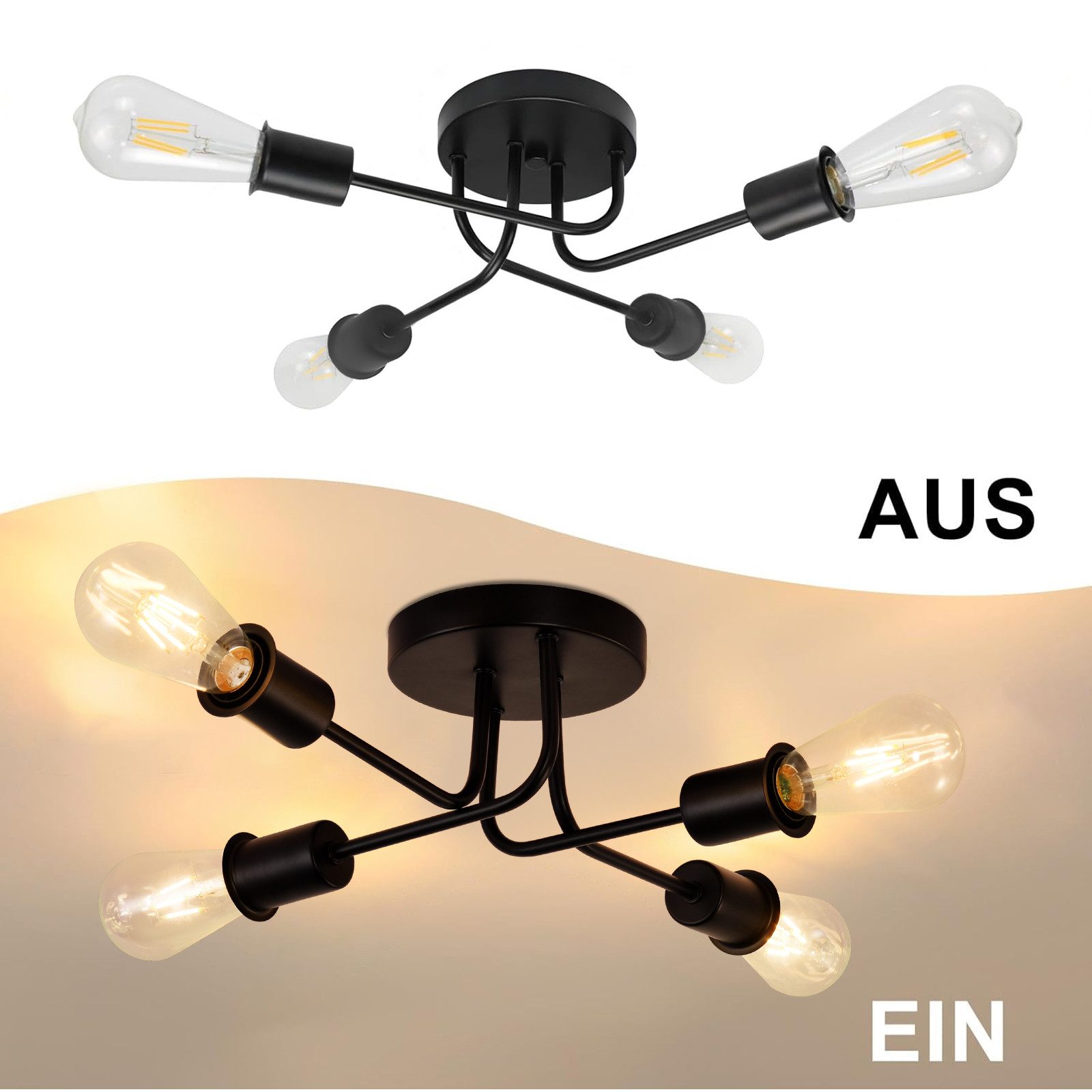 ZMH Deckenleuchte Deckenlampe Vintage Wohnzimmer E27, günstig online kaufen