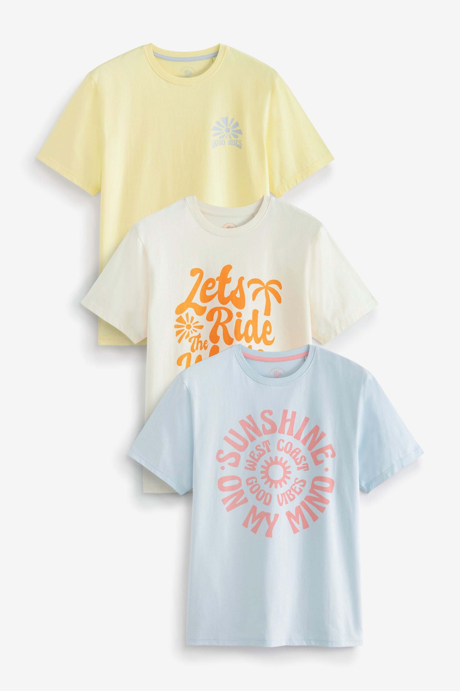 Next T-Shirt Gemusterte T-Shirts, 3er Pack (3-tlg)