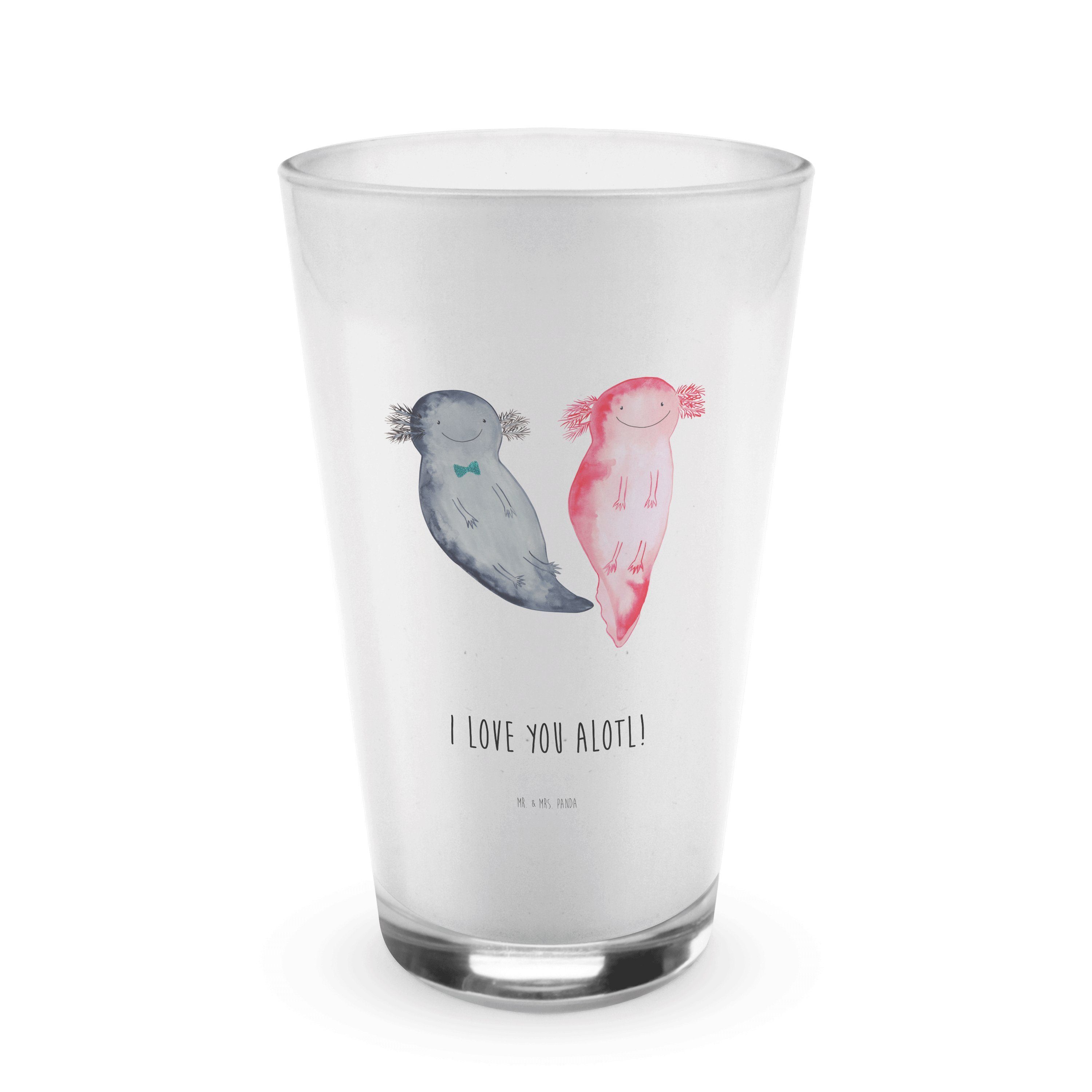 Mr. & Mrs. Panda Glas Axolotl Liebe - Transparent - Geschenk, Freund, Liebesgeschenk, für E, Premium Glas