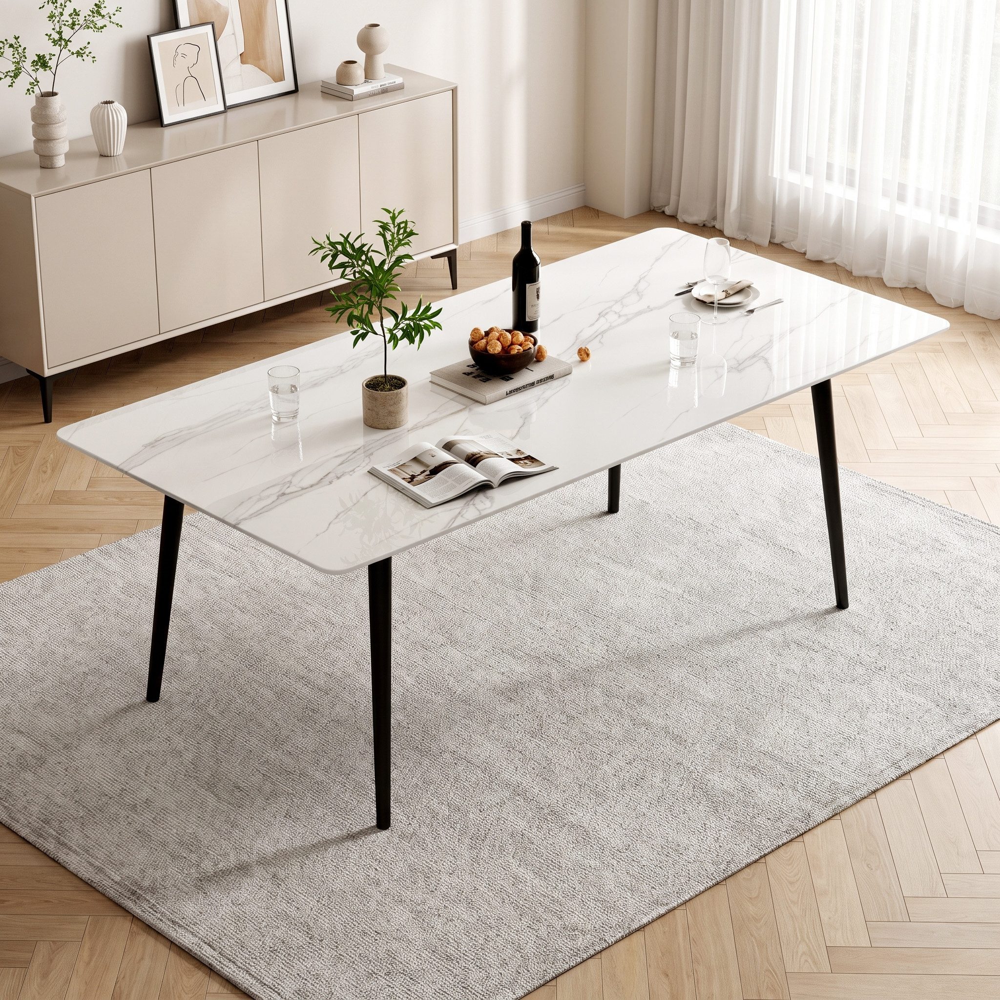 oleyluckidea Esstisch 160cm, Moderner Esszimmer küchentisch, Esszimmertisch Weiß (ein Esstisch), Breite 120/160 cm