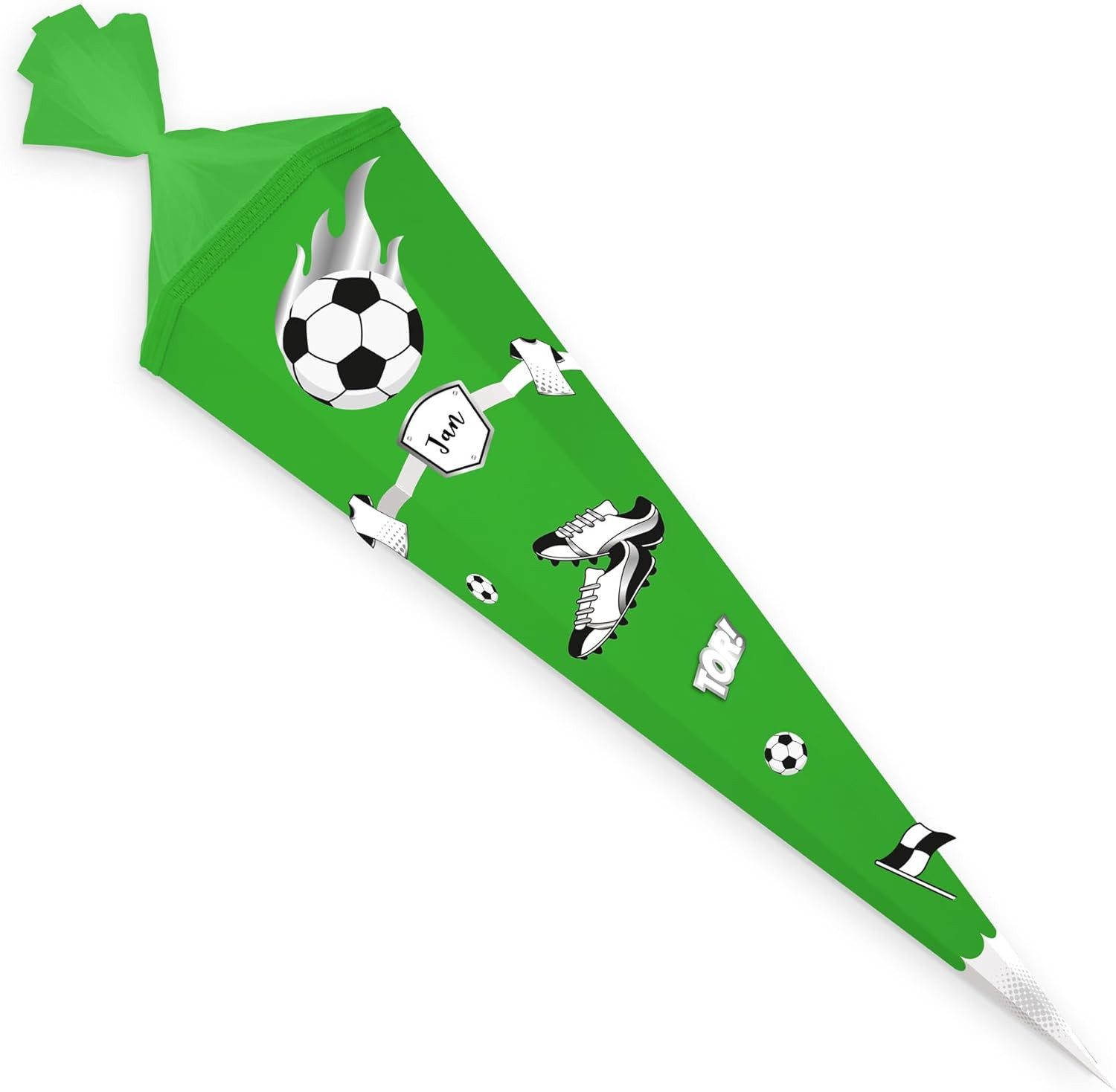 itenga Schultüte itenga DEKO-SET FUSSBALL schwarz weiss mit Bastel SCHULTÜTE 85 cm sech