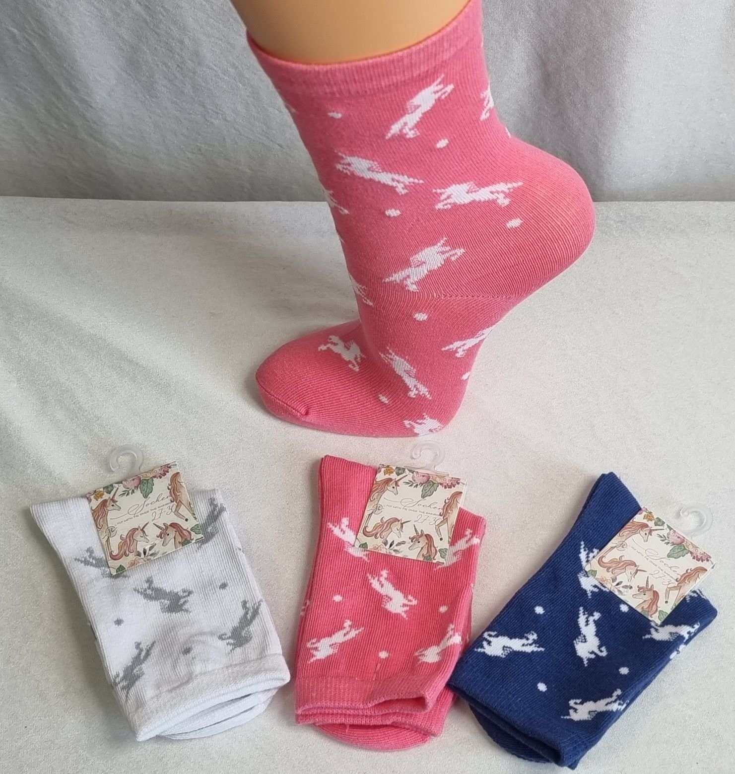 Einhorn, 3er Baumwolle, Einhorn Collection® Paar) mit Farben Socken 3 (Packung, Toker Kindersocken CNB 3 Pack,