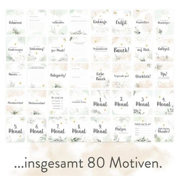 bigdaygraphix Tagebuch Meilensteinkarten Greenery - Schwangerschaft, insgesamt 80 Motive