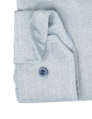 MARVELIS Langarmhemd Freizeithemd - Casual Modern Fit - Langarm - Einfarbig - Hellblau Feinstreifen
