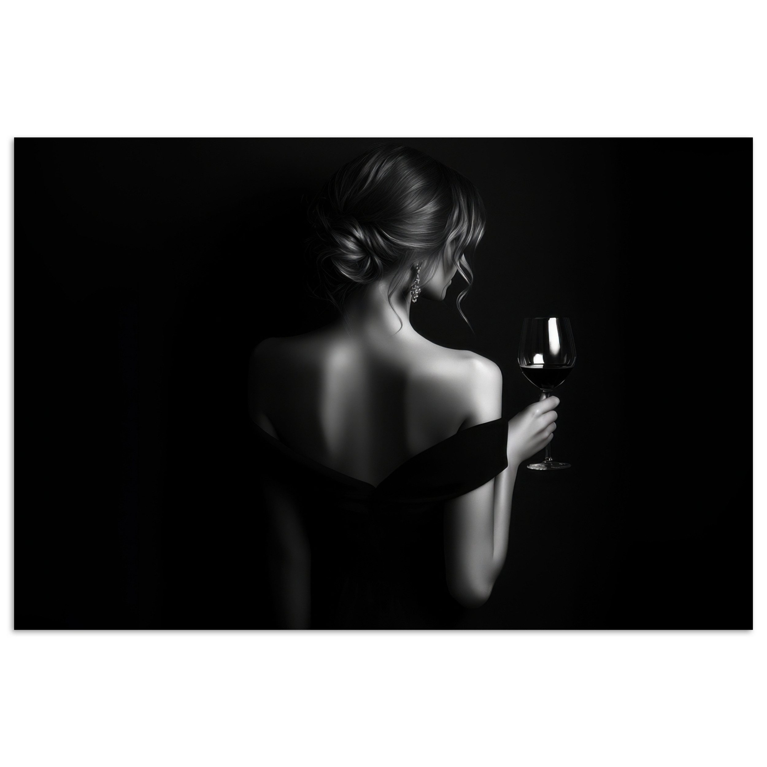 Poster Frau - Wein - Kleid