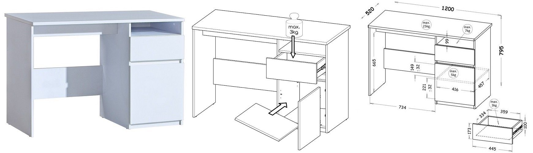 12 SET Mehrzweckschrank-Set ARCA Jugendzimmer Marmex Möbel arktisweiß Kinderzimmer