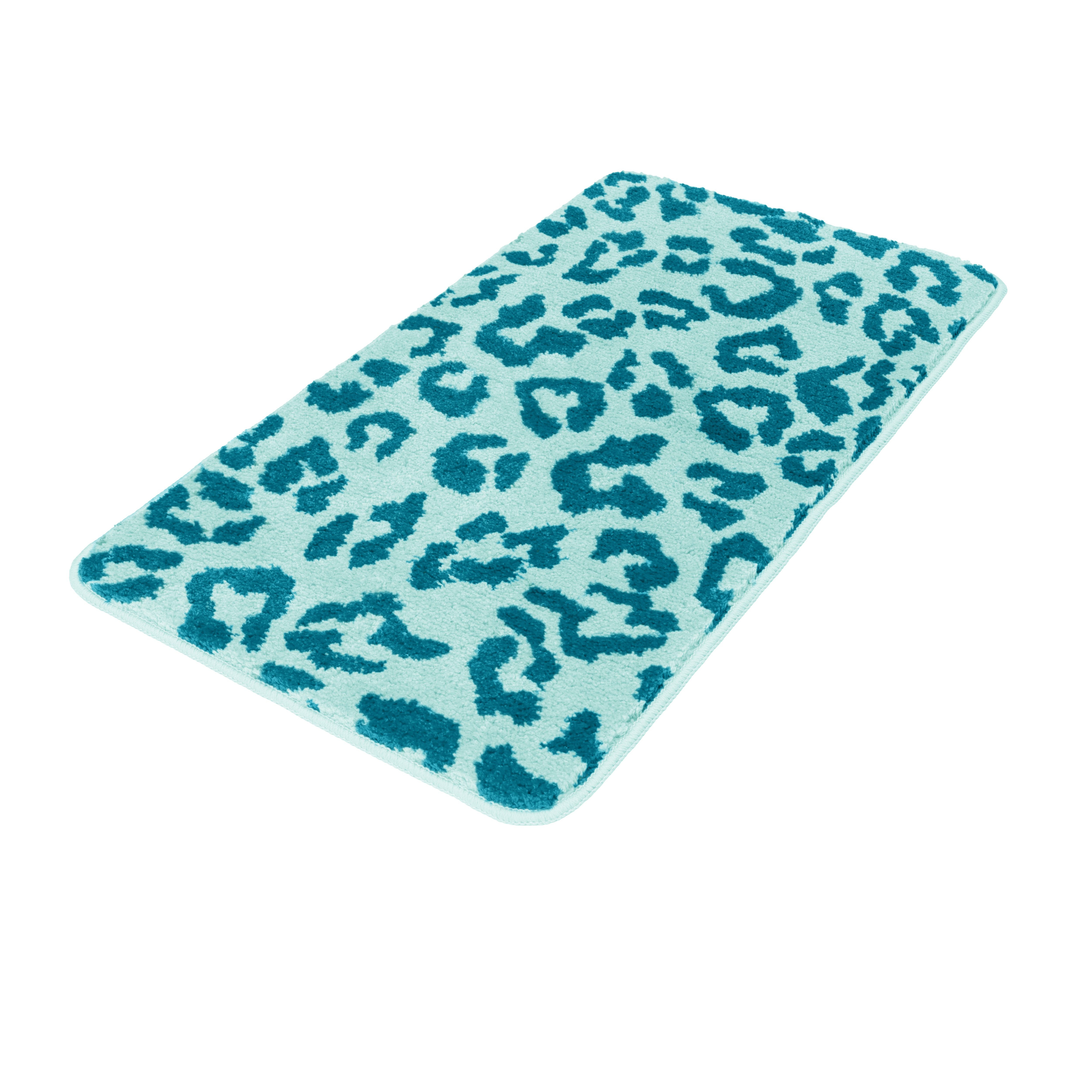 OTTO home Badematte Anna Leo, Badvorleger, Badezimmer Teppich, Duschvorleger, Höhe 15 mm, rutschhemmend beschichtet, schnell trocknend, fußbodenheizungsgeeignet, Polyester, rechteckig, mit Animal Print, modernes Muster, Leo, weich