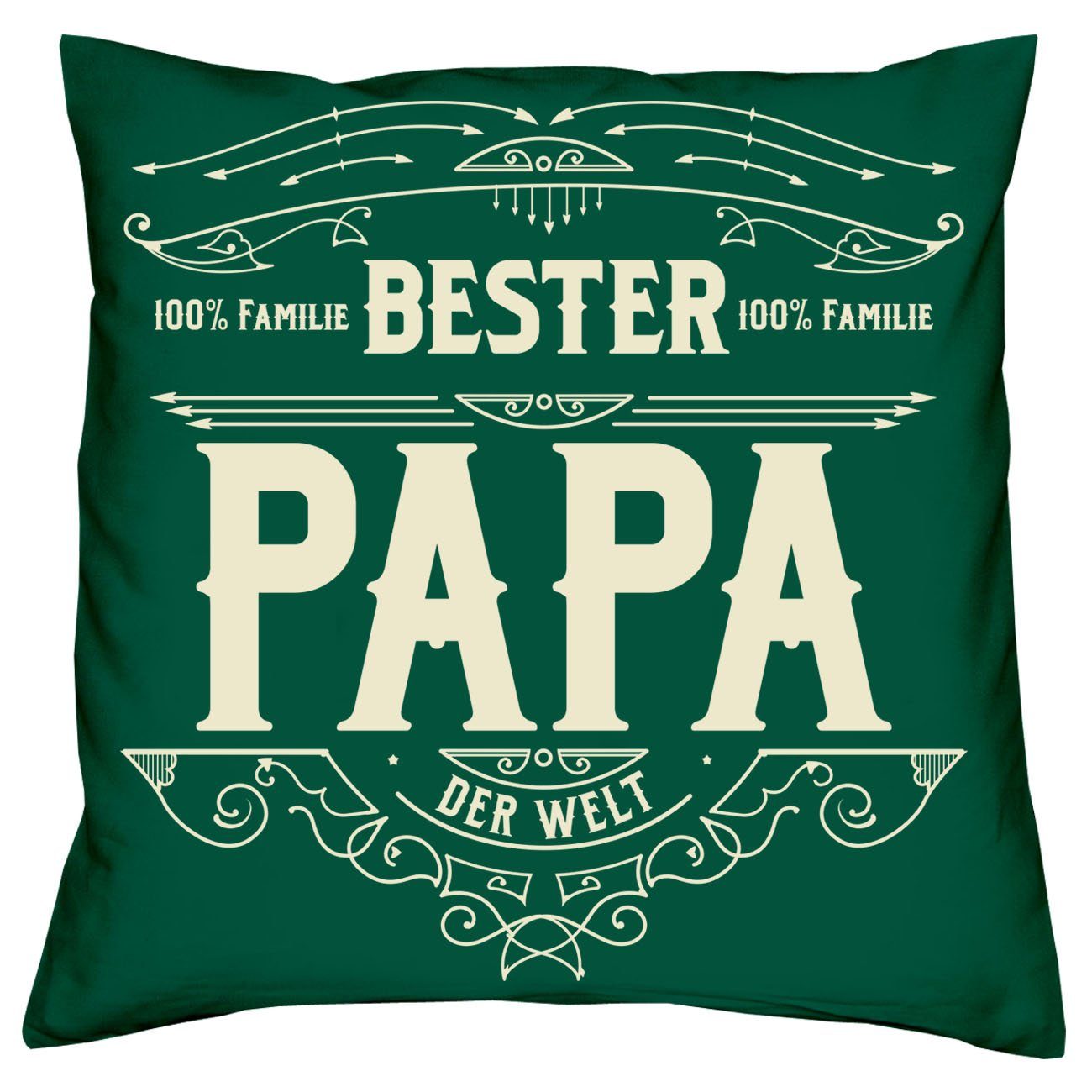 Soreso® Dekokissen Bier Vatertag mit Weihnachten Papa Bester Socken und Spruch, dunkelgrün Geburstag Geschenk Kissen