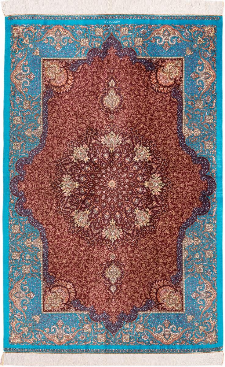 Nain Trading Seidenteppich Ghom Seide Signiert Nouri 128x197 Handgeknüpfter Orientteppich, rechteckig, Höhe: 3 mm