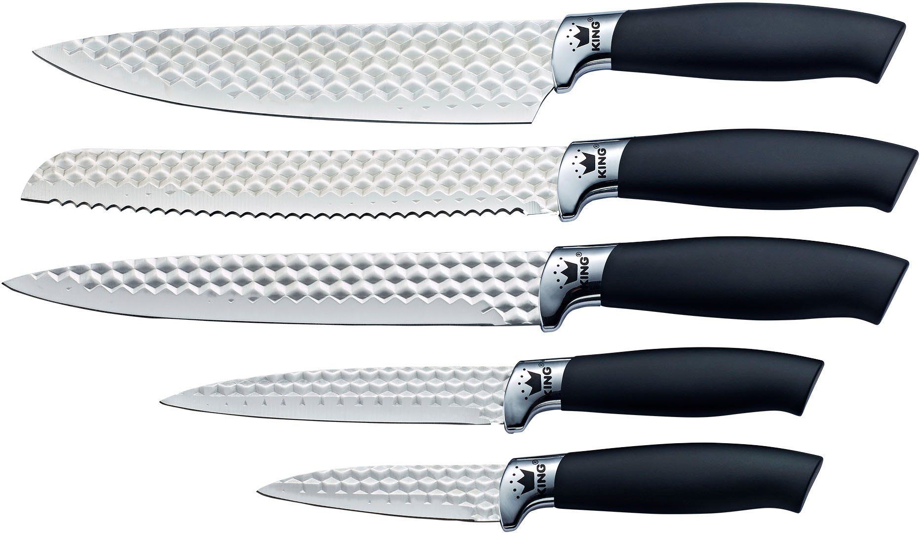 KING Messer-Set CONIC (Set, 6-tlg), Messerklingen mit Wabenstruktur