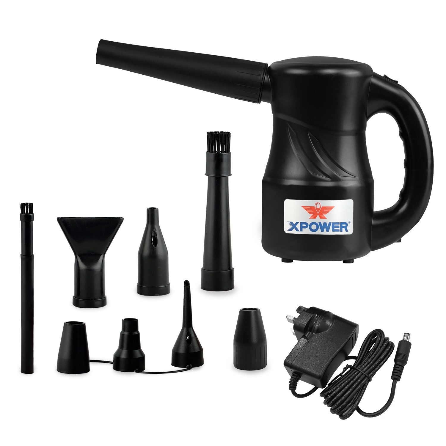 XPOWER Akku-Handstaubsauger A-2B Akku-Handstaubsauger Air Duster Wiederaufladbar Druckluftspray, 175 W, beutellos, 3 Aufsätzen,USB-C, Ladestation