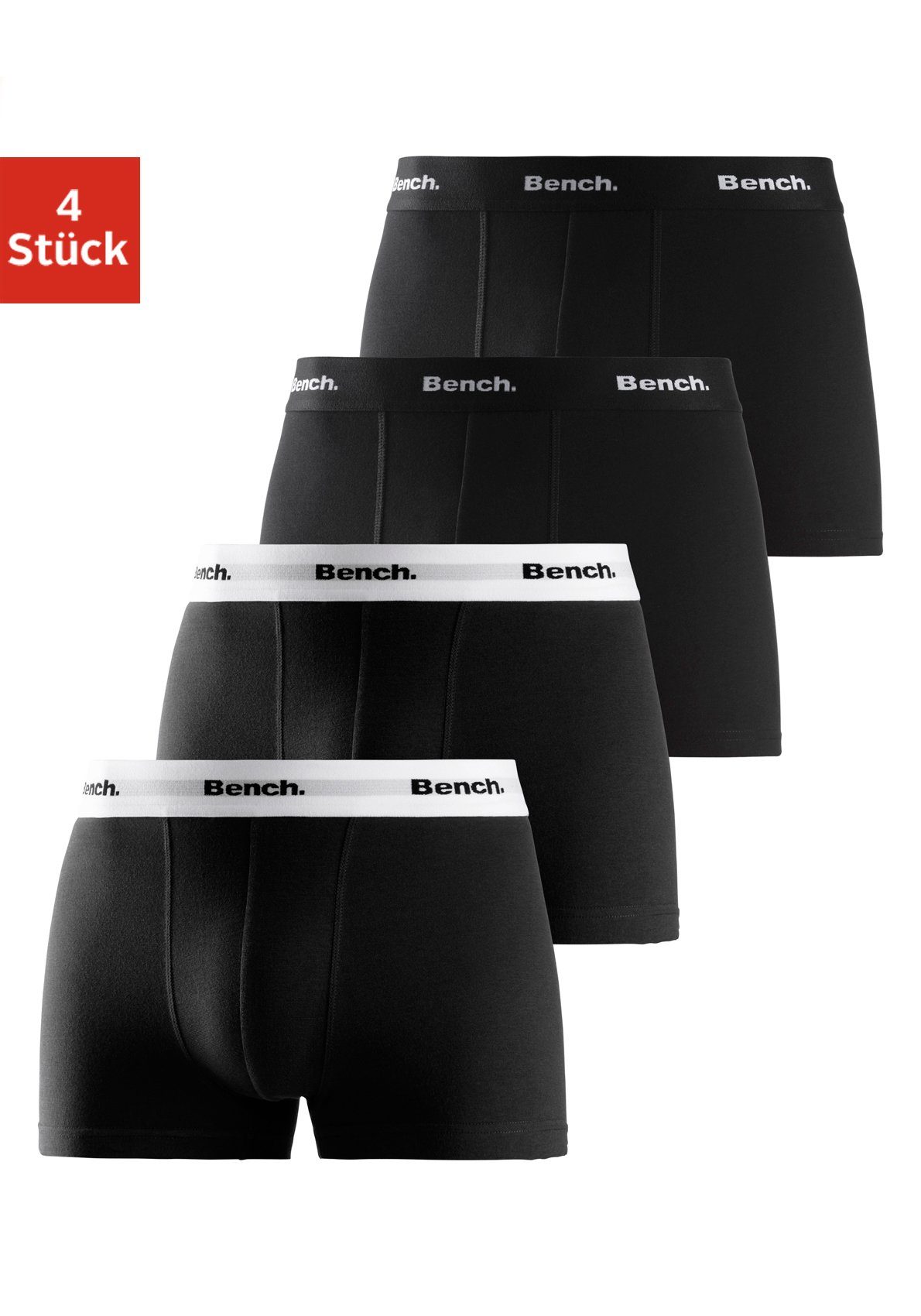 Bund (Packung, mit Bench. Boxer kontrastfarbigem schwarz 4-St)