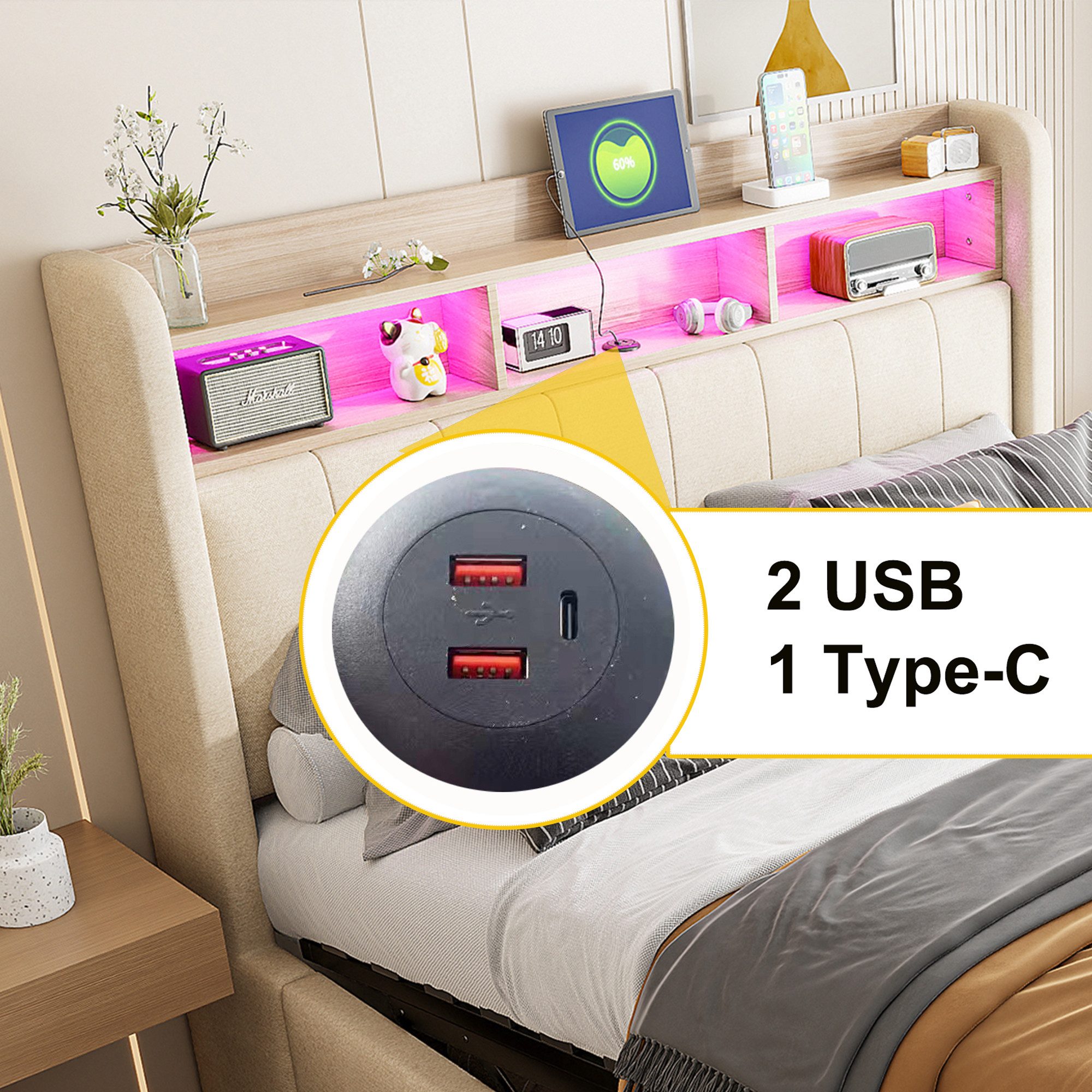 REDOM Polsterbett Doppelbett Jugendbett Gästebett (mit günstig online kaufen