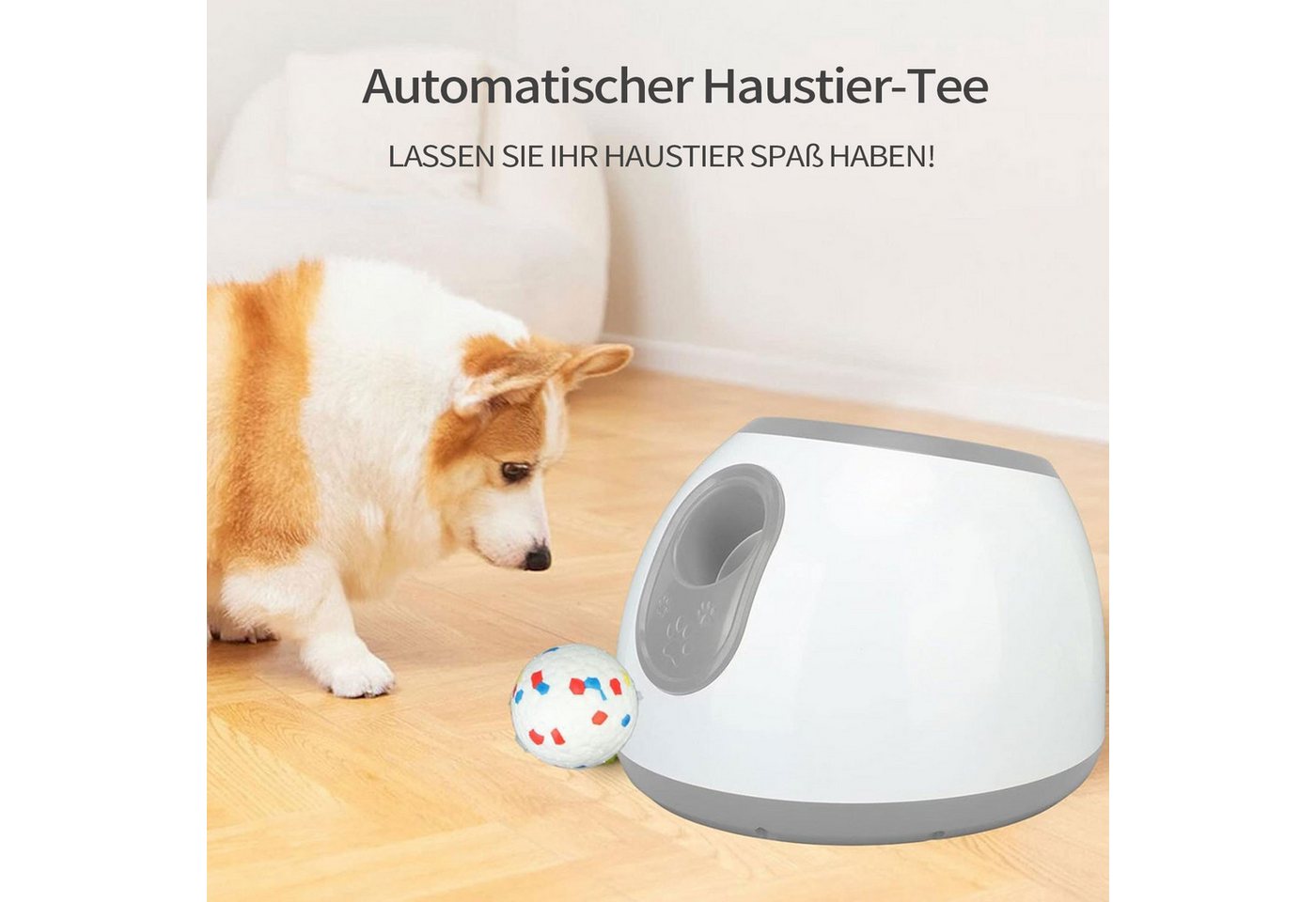 Thumbnail - Refttenw Outdoor-Spielzeug Automatischer Ballwerfer für Hunde, Hundespielzeug, Drei Abstände einstellbar