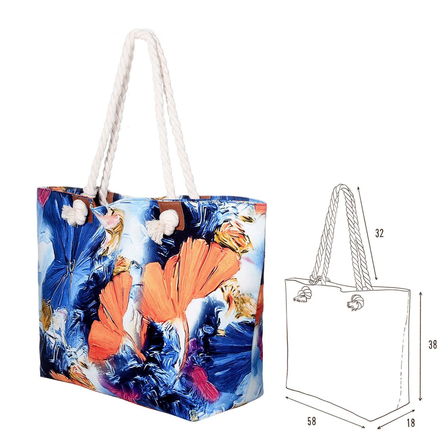 DonDon Strandtasche Shopper wasserabweisende Tasche world (2-tlg), inkl. Strandtasche, Beutel Große kleinem mit Reißverschluss, aquarelle