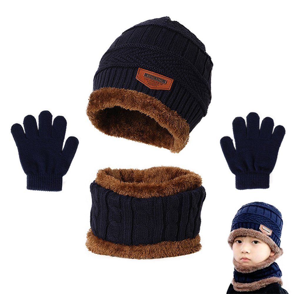 Coonoor Filzhut Kinder Wintermütze Schal Handschuhe Mädchen Strickmütze Set Ostergeschenke für Familie oder Freunde