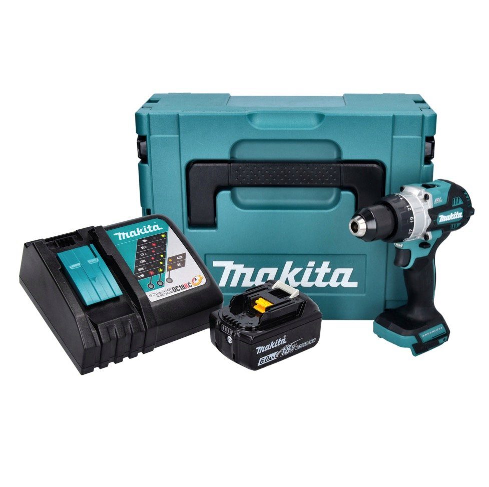 Thumbnail - Makita Schlagbohrmaschine DHP 486 RG1J Akku Schlagbohrschrauber 18 V 130 Nm Brushless + 1x Akku