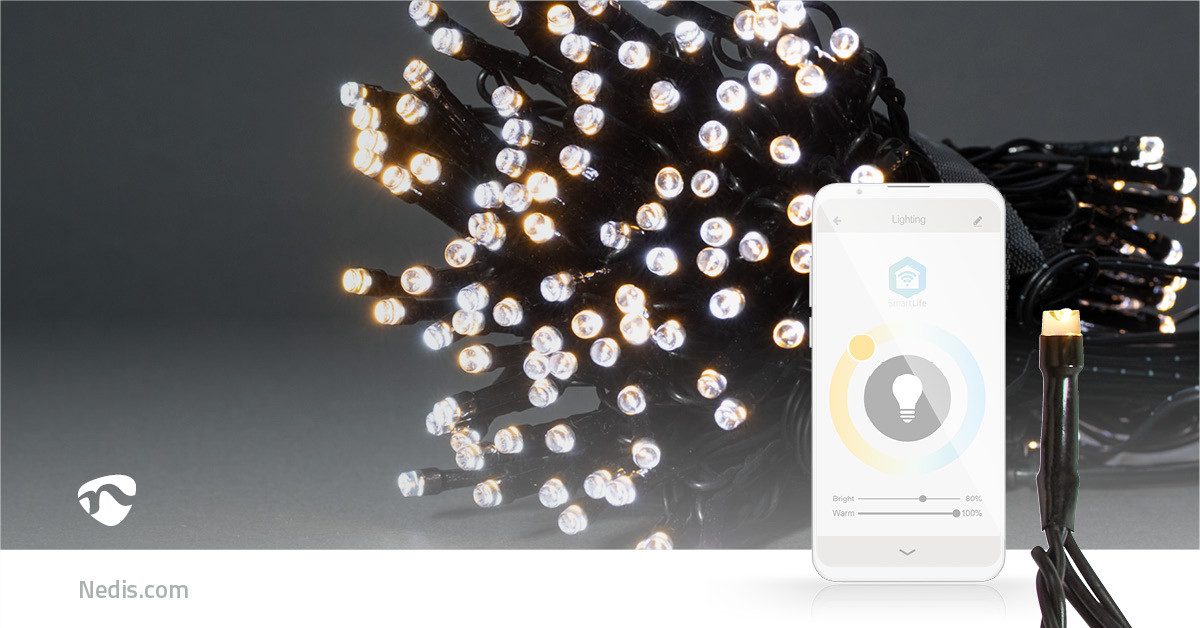 Nedis Discolicht WIFILX02W100, WLAN, SmartLife App, flexible Lichtsteuerung für Innen und Außen, Warm bis kühlen weiß, WLAN, SmartLife App, flexible Lichtsteuerung für Innen und Außen