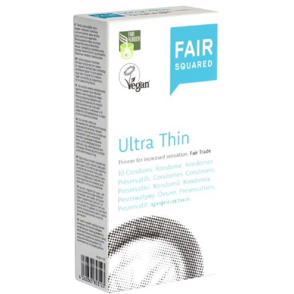 Fair Squared Kondome Ultra Thin Packung mit, 10 St., extra dünne Öko-Kondome, vegane und gefühlsechte Fair-Trade-Kondome