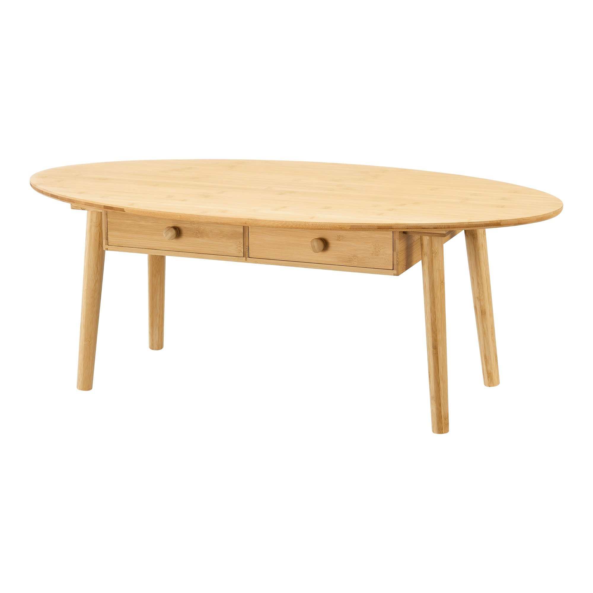 en.casa Couchtisch, »Harboøre« mit zwei Schubladen 37x100x48 cm Bambus Natur
