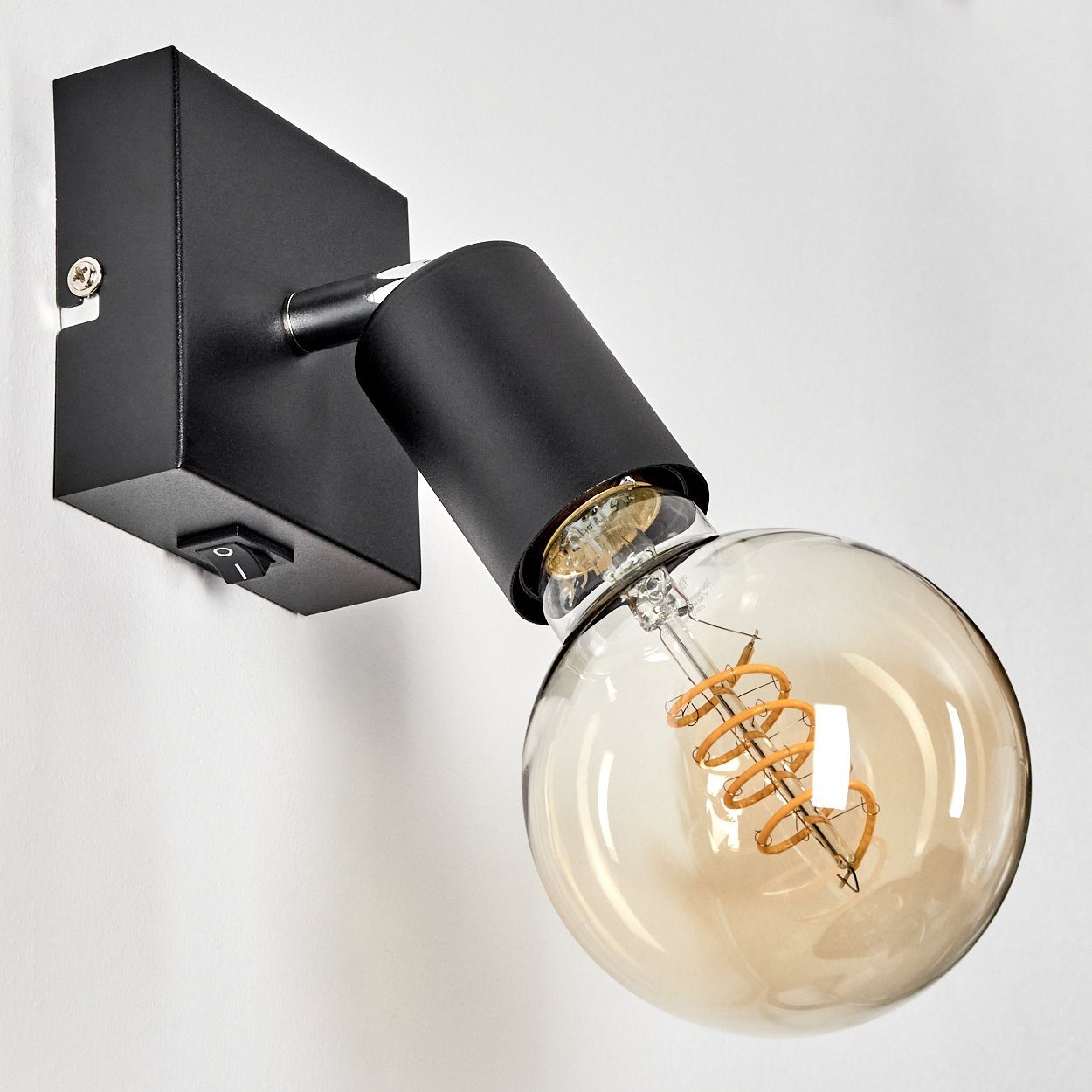 Moderne Leuchtenkopf dreh-/schwenkbar, e ohne in »Seano« Metall aus Schwarz, ist 1xE27 Wandlampe Zimmerlampe, hofstein Wandleuchte Leuchtmittel,