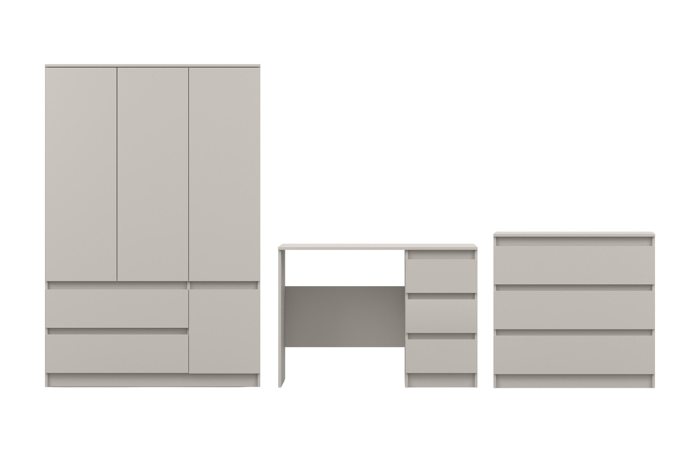 Deine Möbel 24 Jugendzimmer-Set Kinderzimmer-Set SIMO B, mit Kleiderschrank, Schreibtisch und Kommode, (Set, 3-tlg., SIMO - Kollektion), Kindermöbel - Set in Weiß oder Kaschmir