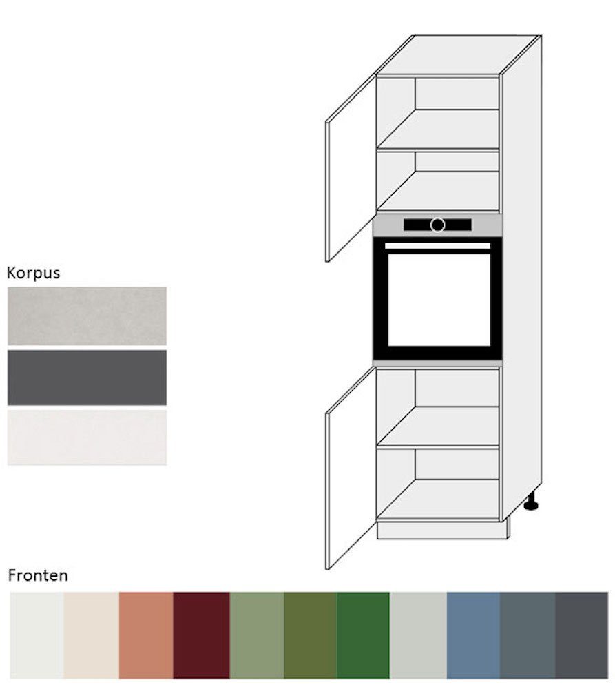 wählbar und Ofenumbauschrank 60cm Front-, Florence 2-türig RAL Korpusfarbe 3012 Ausführung beigerot Hochglanz Feldmann-Wohnen grifflos (Florence)