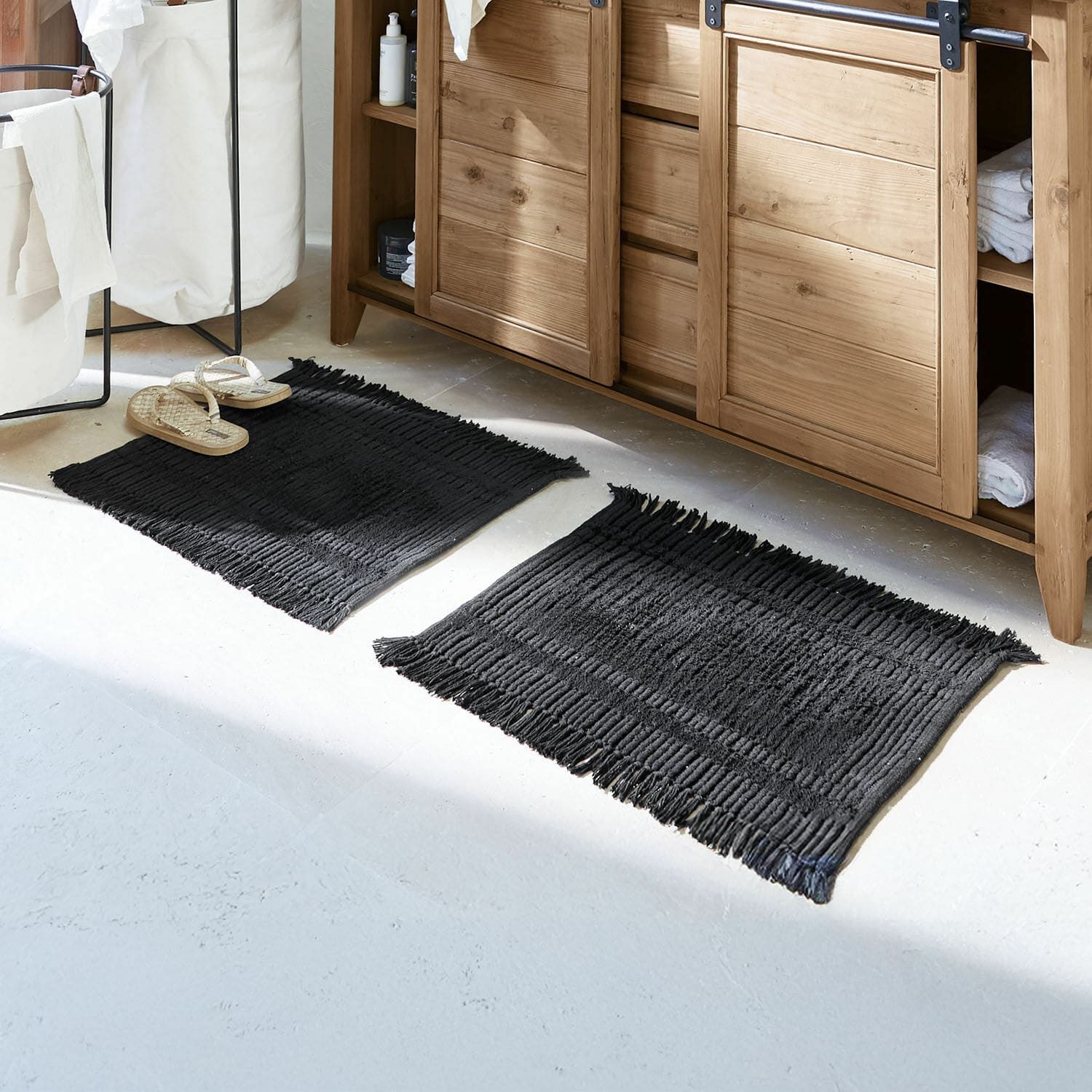 Mirabeau Badematte Badematte Nexilo schwarz, Höhe 400 mm, 100% Baumwolle