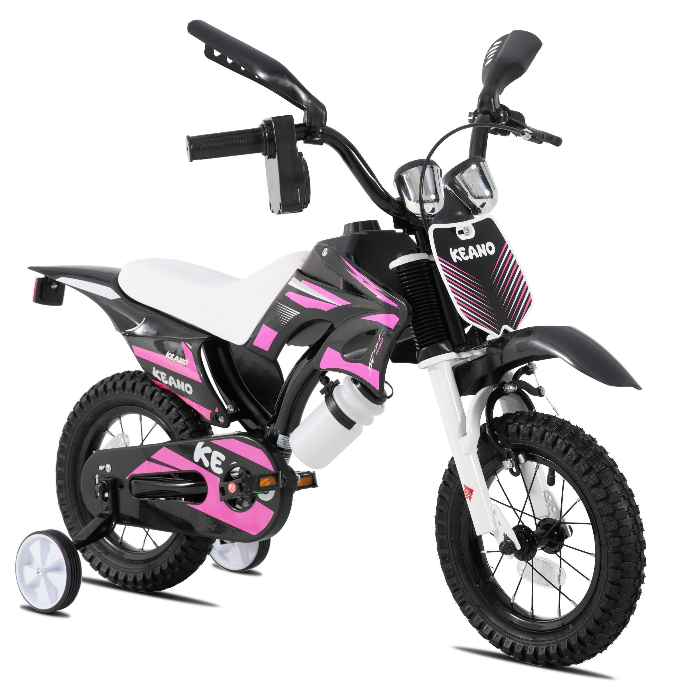 JOYSTAR Kinderfahrrad 12/16 Zoll fahrrad im Motorradstil für 3-8 Jahren Jungen und Mädchen, mit Stützrädern, Getränkehalter und Schutzblechen
