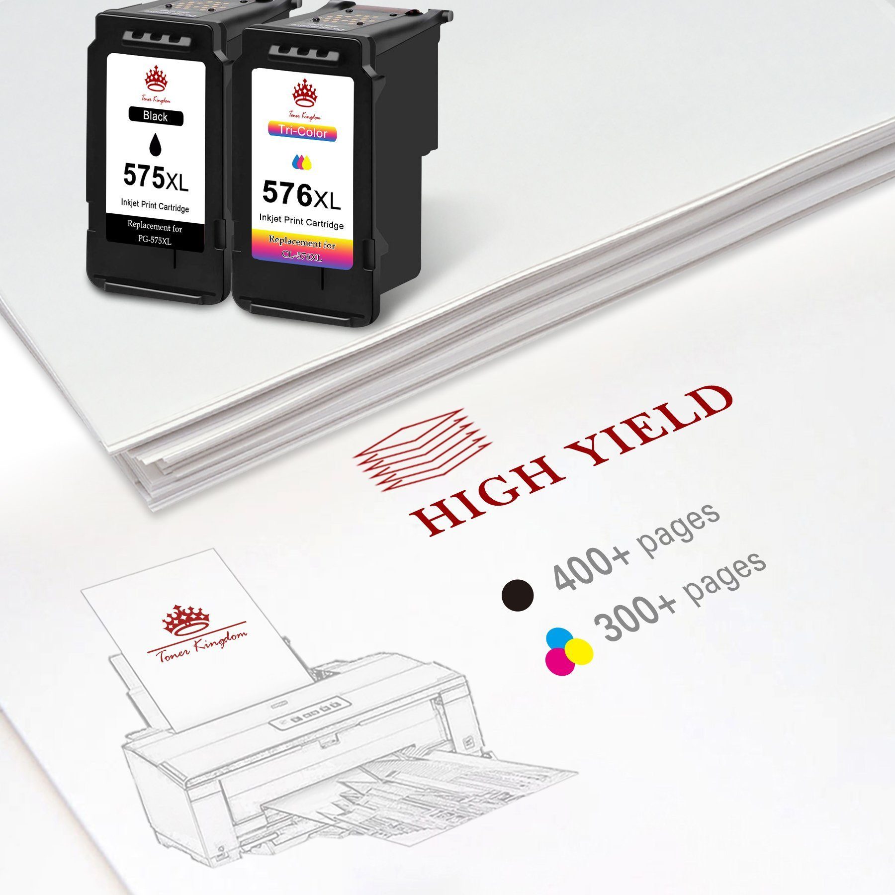 Toner Kingdom 2er-pack CANON PG-575 576 XXL Patronen Tintenpatrone (für Pixma TR4750i TR4751i TS3550i TS3551i)