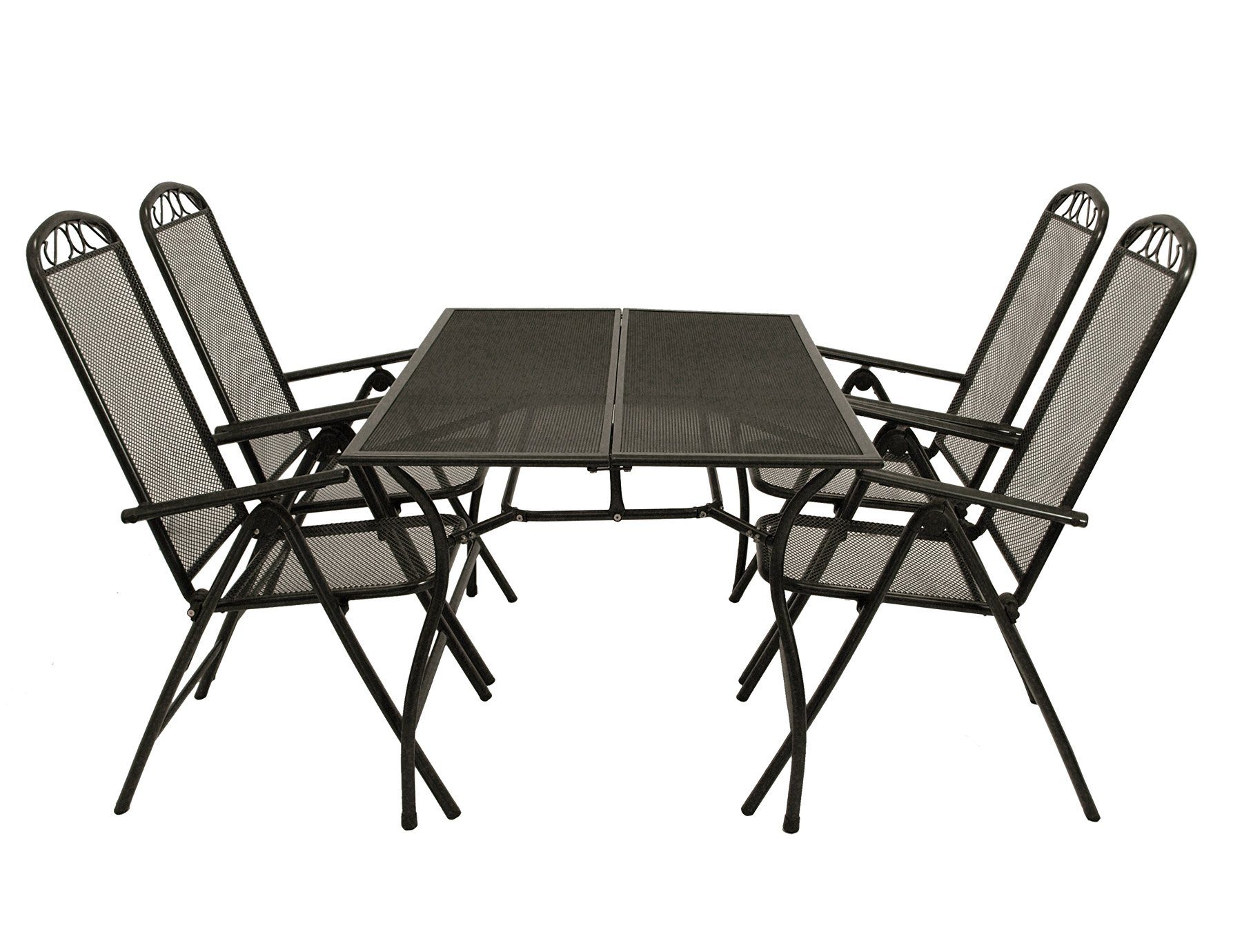 DEGAMO Garten-Essgruppe CLASSIC, (5-tlg), (4x Sessel, 1x Tisch), Stahl und Streckmetall anthrazit