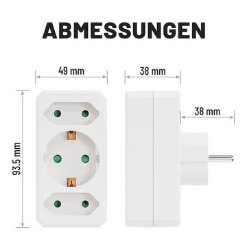 greate. 3fach Steckdosenadapter bis 3500W - 3er Mehrfachsteckdose ohne Kabel Mehrfachsteckdose 3-fach (Erhöhter Berührungsschutz)