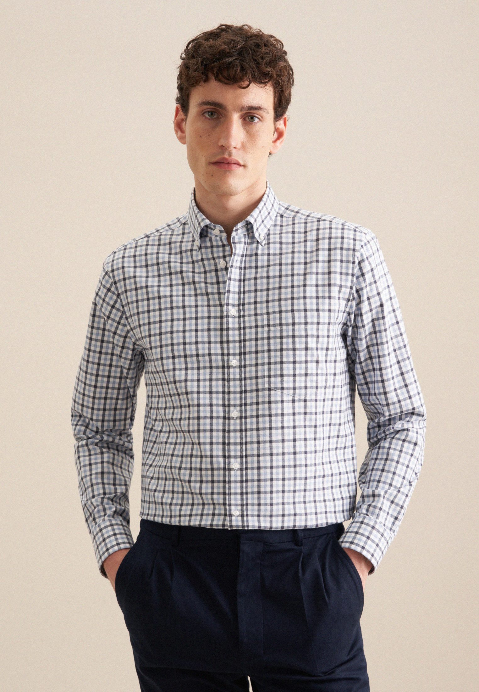 seidensticker Flanellhemd Regular Regular Langarm Button-Down-Kragen günstig online kaufen