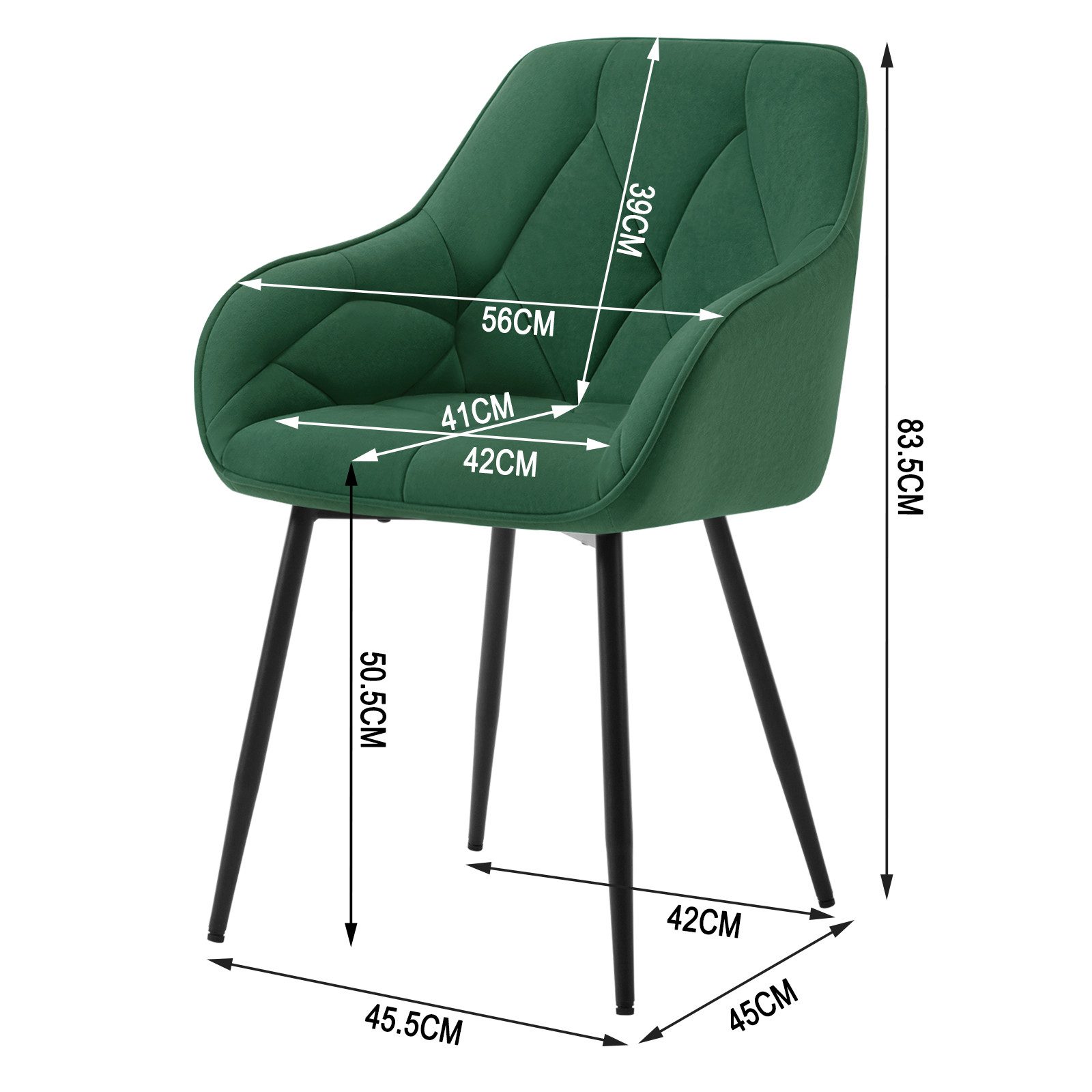 Woltu 4-Fußstuhl (Set, 4 St), Esszimmerstühle ergonomischer aus Samt