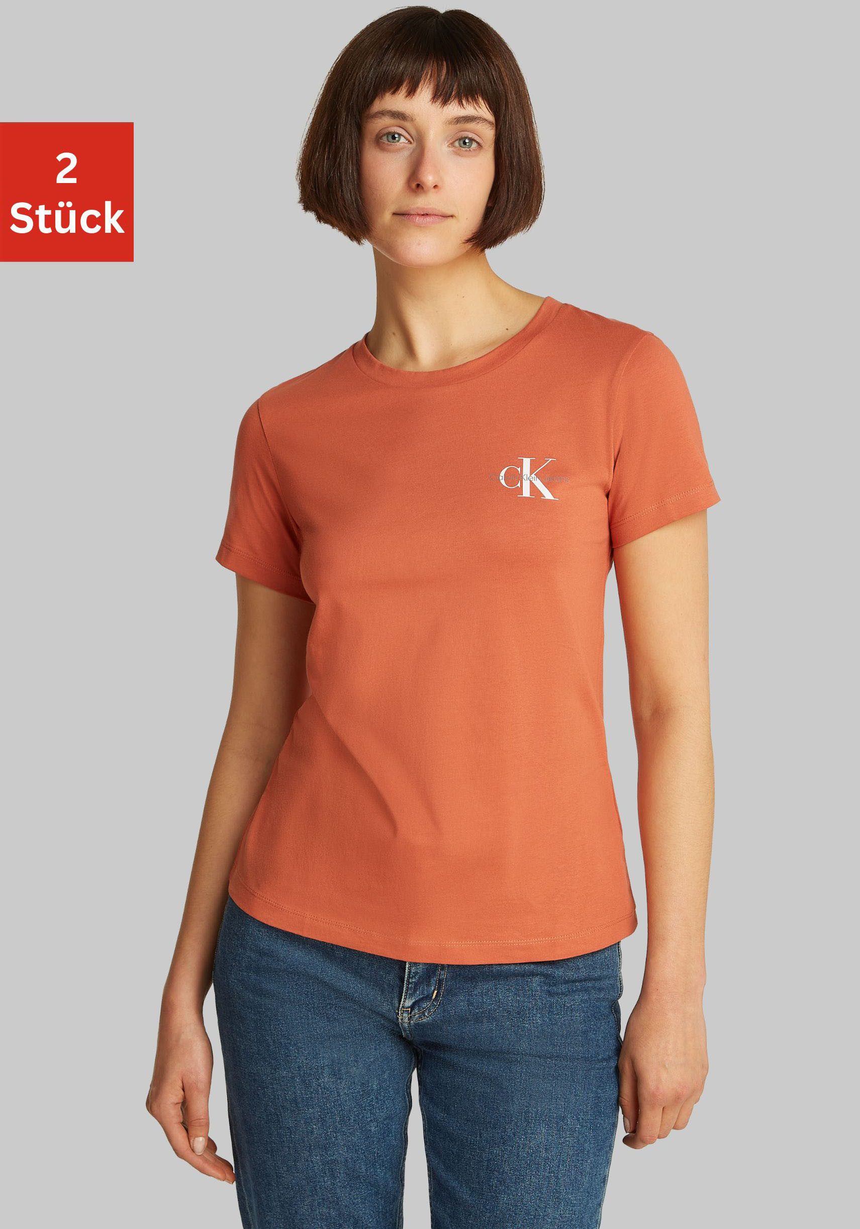 Calvin Klein Jeans Rundhalsshirt 2-PACK MONOLOGO SLIM TEE (Packung, 2-tlg., 2er-Pack) mit Calvin Klein Jeans Logoprint auf der Brust
