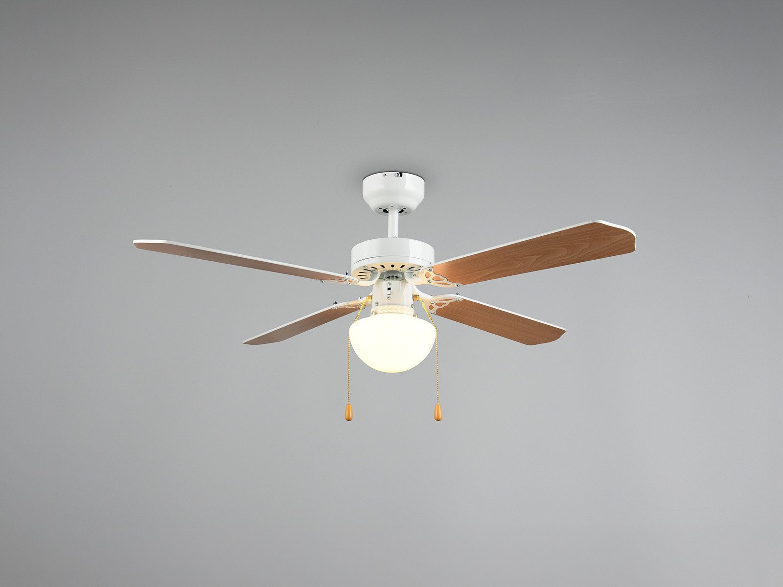 Reality Leuchten Deckenventilator mit Licht und Zugschalter Ø 106,5cm, Ventilator leise mit max. 47 Dezibel für Wohnzimmer & Schlafzimmer