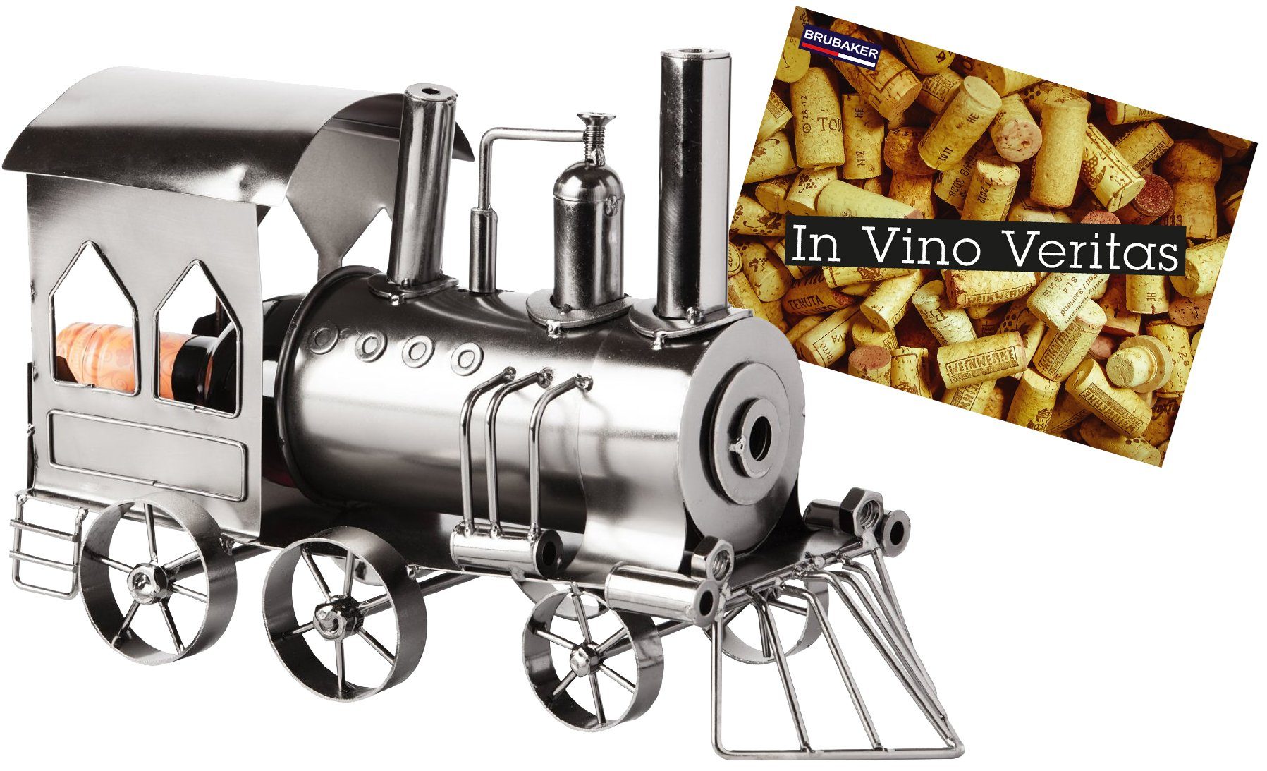 BRUBAKER Weinflaschenhalter Lokomotive, (Metall Skulptur, Wein günstig online kaufen