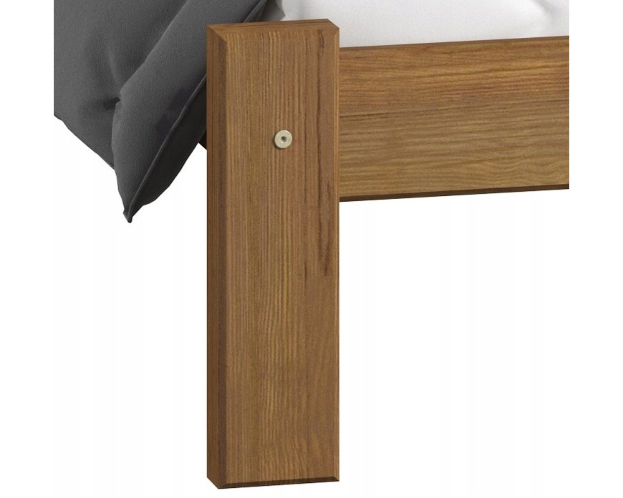 Home Collective Holzbett Einzelbett Massivholz Bett mit Massive Bettbeine & Lattenrost, 210x102x72 cm, Eiche – Bild 3 von 4