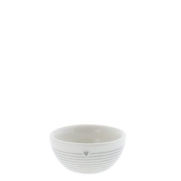 Bastion Collections Dipschale BC Mini Bowl Set small 3tlg. Heart Stripes & Flowers Keramik weiß grau, Keramik, (3-tlg)