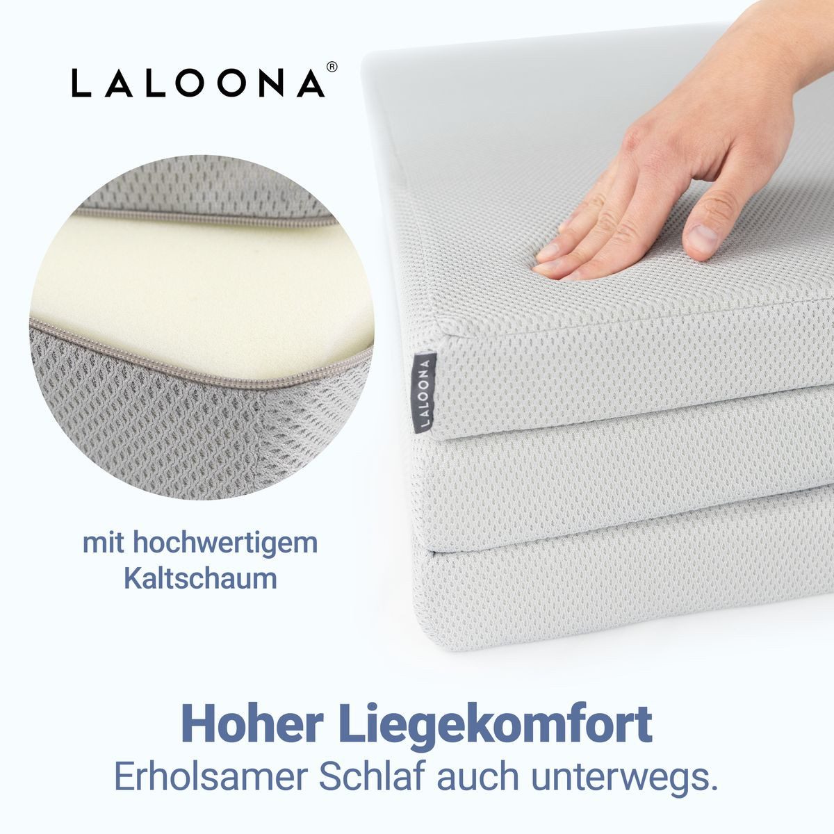 Reisebett-Matratzen Grau, LaLoona, 5 cm hoch, Reisebettmatratze Matratze für Baby Reisebett & wasserdichte Auflage