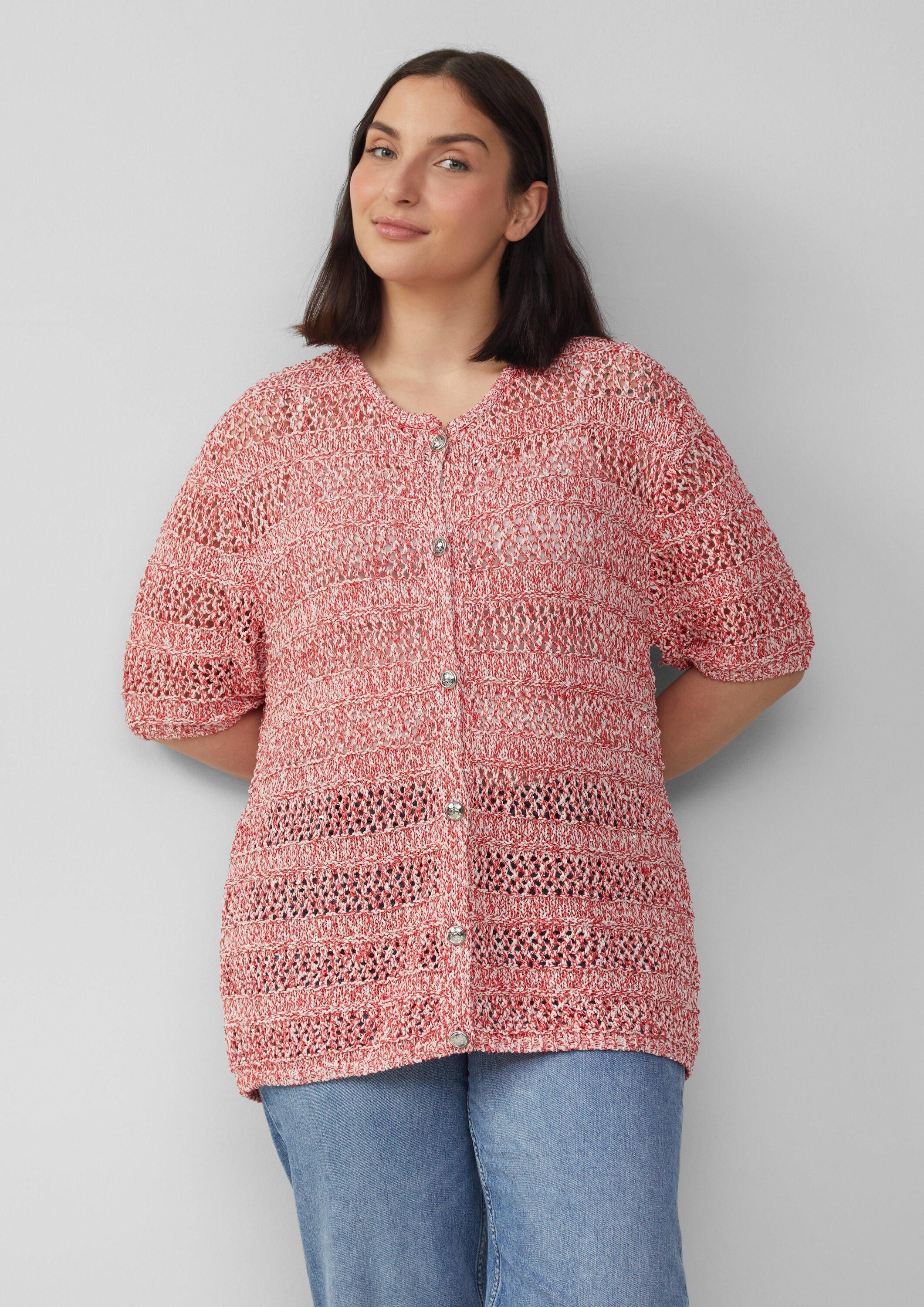 s.Oliver Cardigan Strickjacke Ajour-Strickjacke mit Glitzereffekt