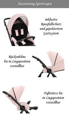 babies-on-wheels Kombi-Kinderwagen Invento 4 in 1 inkl. Sportsitz, Autositz und Zubehör in 9 Farben