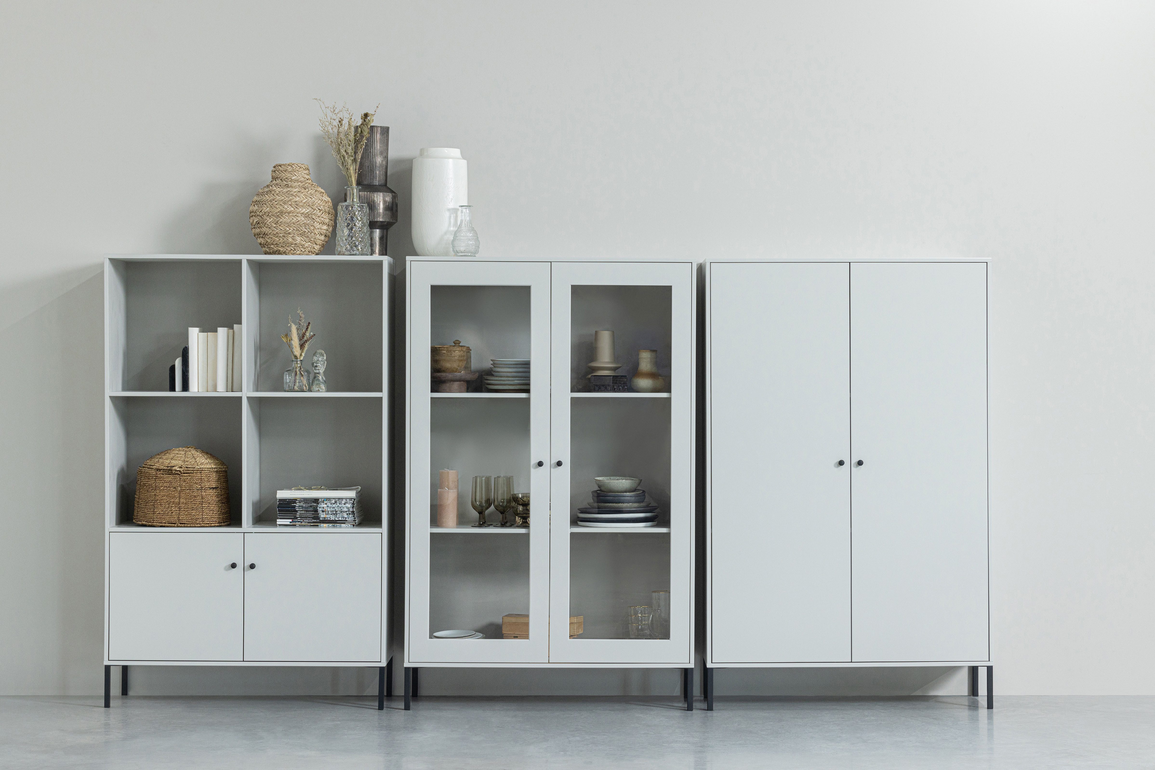 WOOOD Vitrine Xam FSC®-Kiefernholz geschliffen mit offenen Fächern 100x40x155 cm Sichtbare Maserung, Tragkraft 15 kg pro Boden, einfach zu montieren
