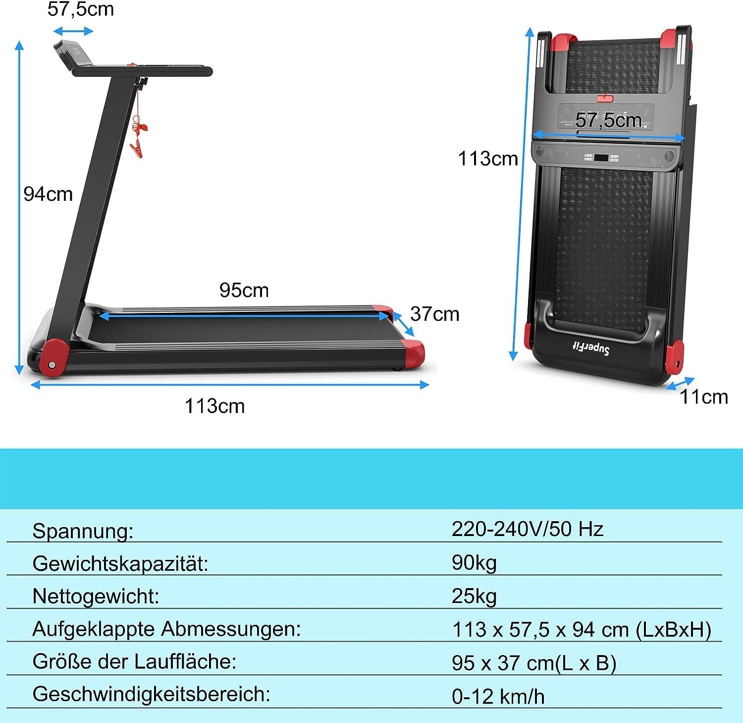 voreingestellten mit KOMFOTTEU rot Programmen Laufband, 12