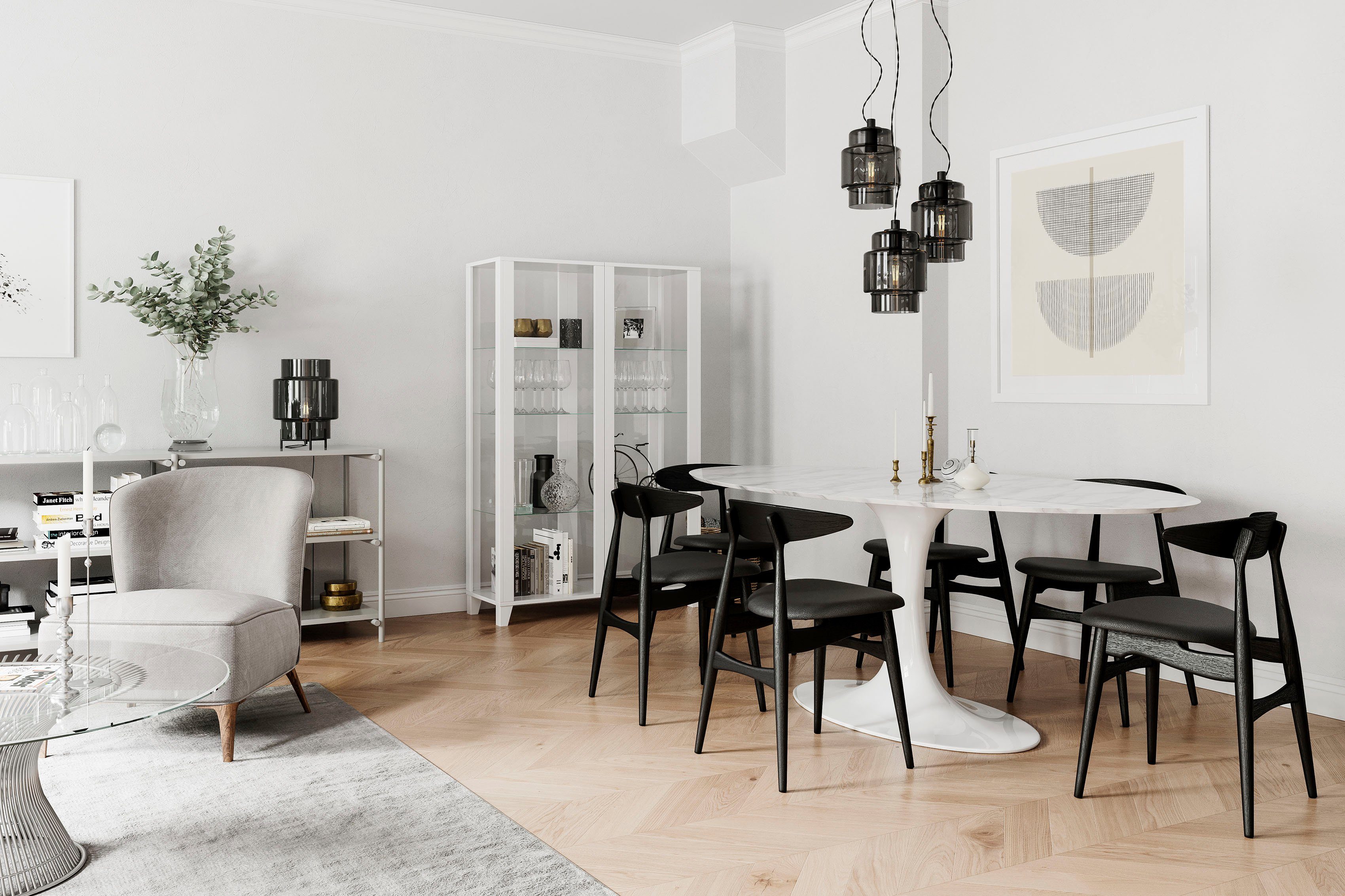 By Rydens Tischleuchte Ebbot, ohne Leuchtmittel, Tischleuchte mit Glasschirm, 37 cm hoch