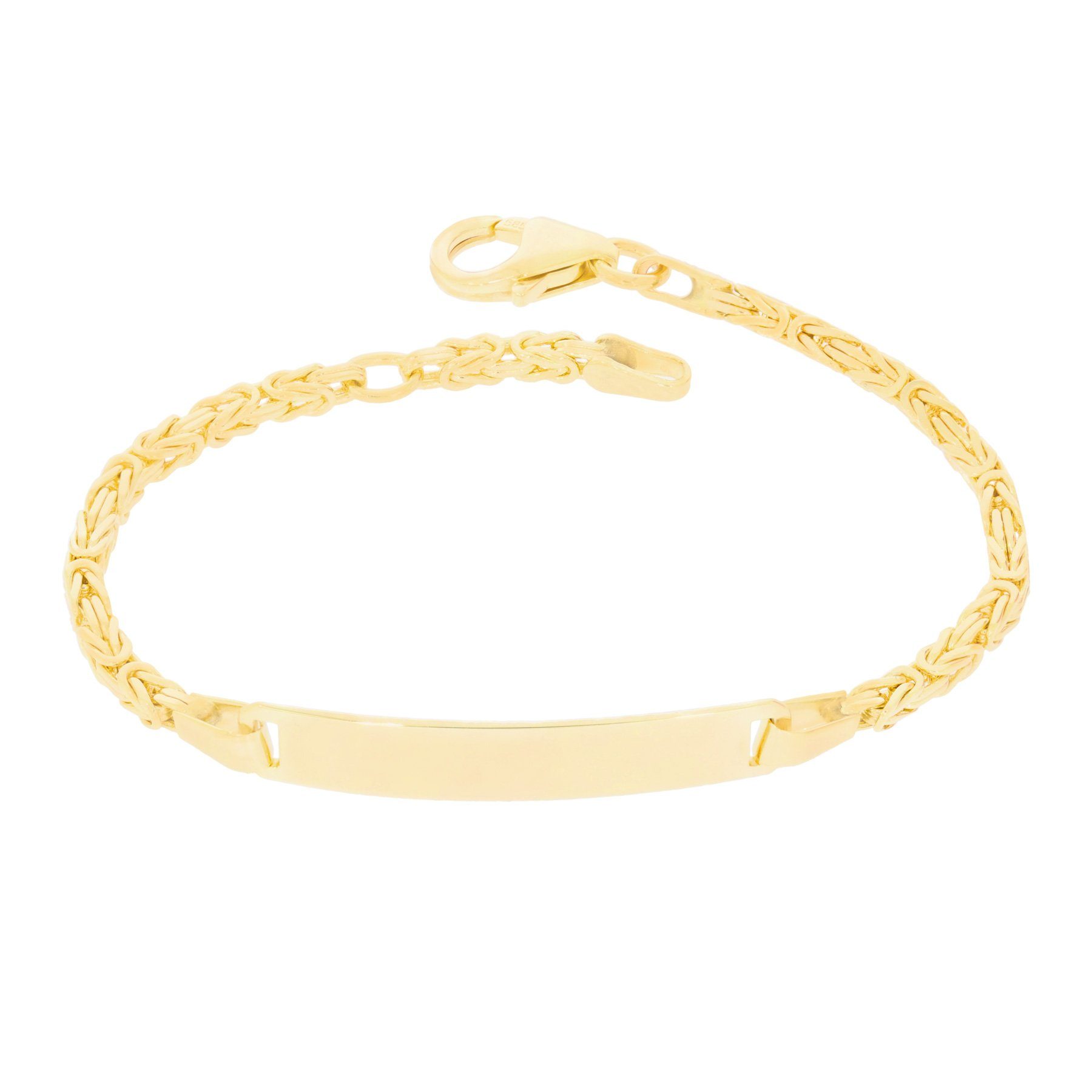 Stella-Jewellery Goldarmband 585 Gelbgold ID Armband Königskette massiv 16,5cm (inkl. Etui, 1-tlg), ID Armband für Kinder / Damen