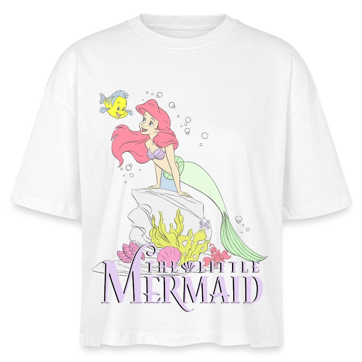 Spreadshirt T-Shirt Arielle Die Kleine Meerjungfrau Auf Felsvorsprung Boxy Shirt Damen (1-tlg)