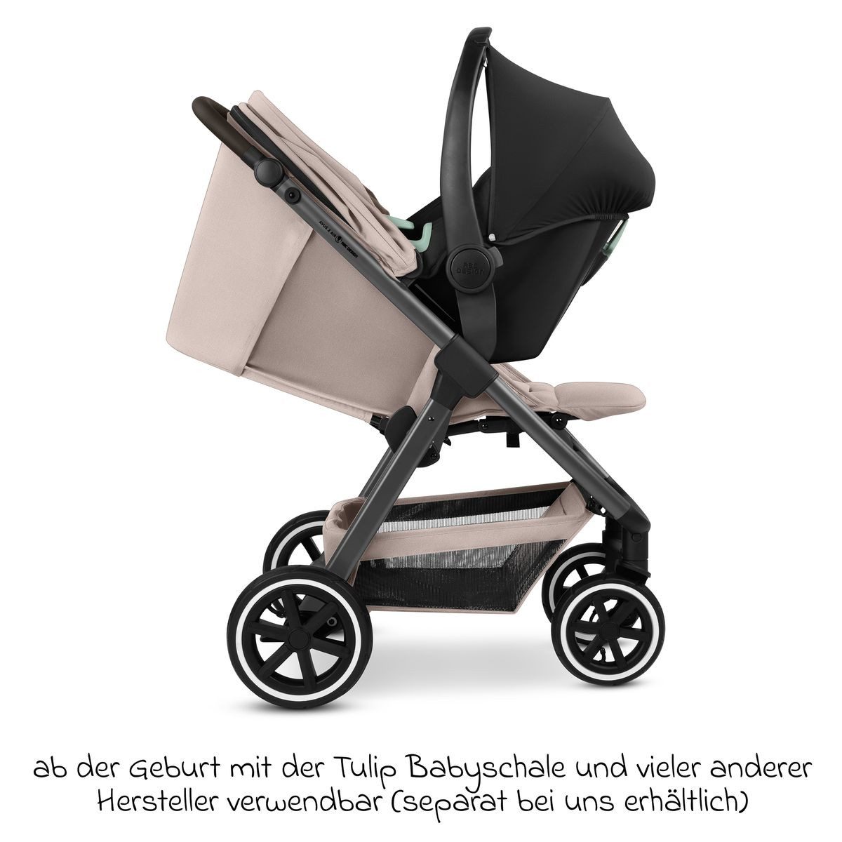 ABC Design Sportbuggy Avus 2 Air - Pure - Camel, Sportwagen mit Lufträdern, Liegefunktion & verstellbarem Schieber