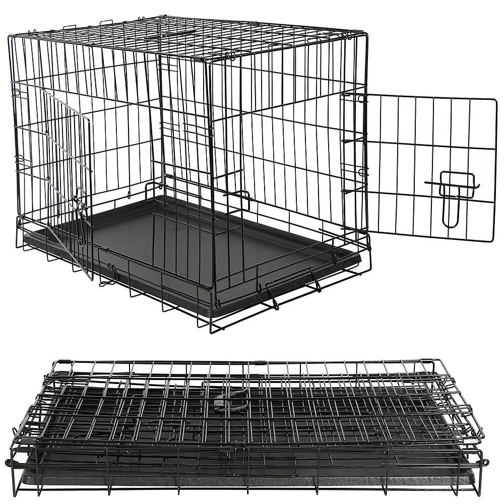 Melko Hunde-Transportbox Autotransportbox Falltbar Katze Transportkäfig Gitterbox, Rostbeständiger beschichteter Eisendraht
