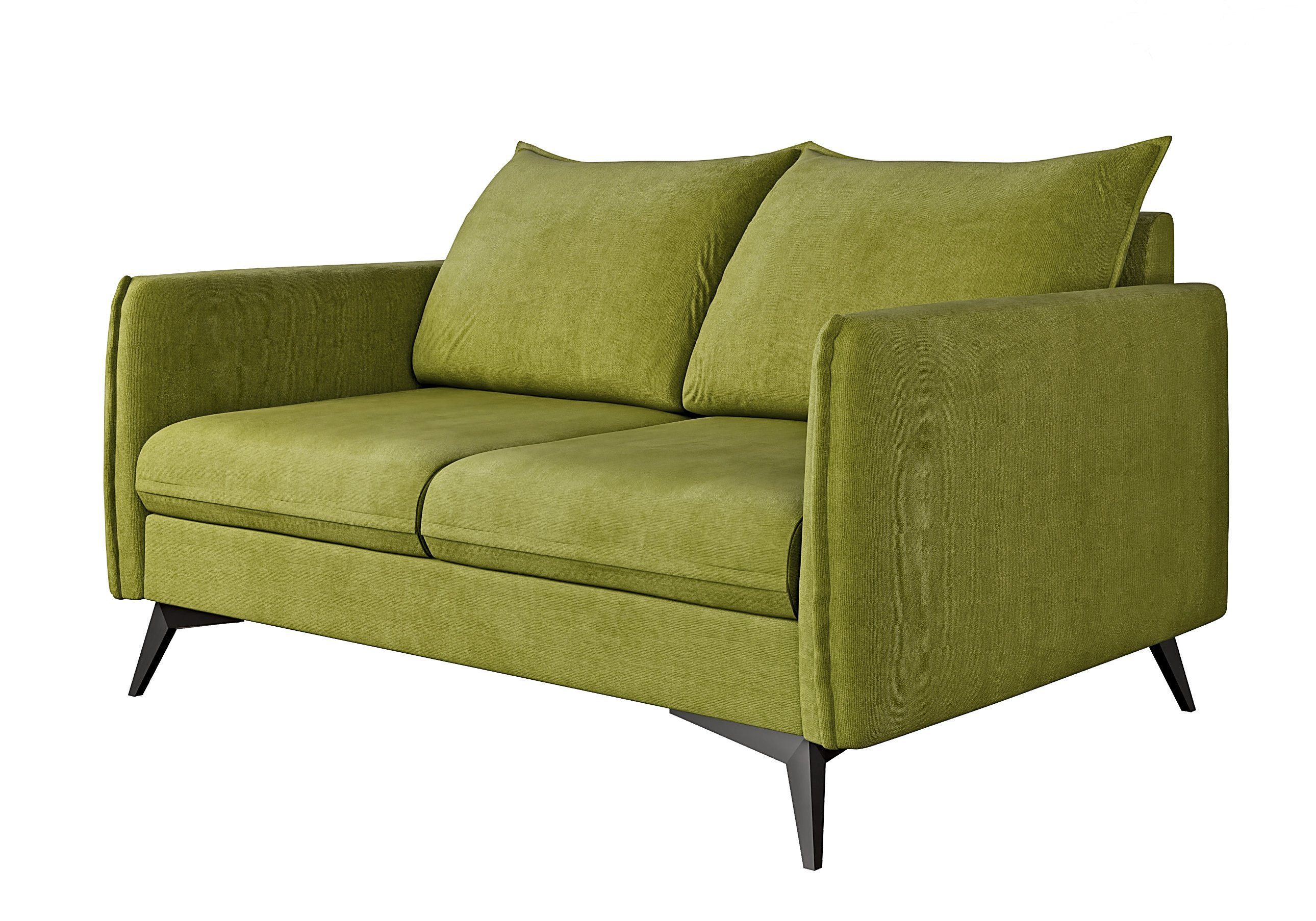 S-Style Möbel 2-Sitzer Modernes Grün Füßen, mit Metall Schwarz Wellenfederung Sofa mit Azalea